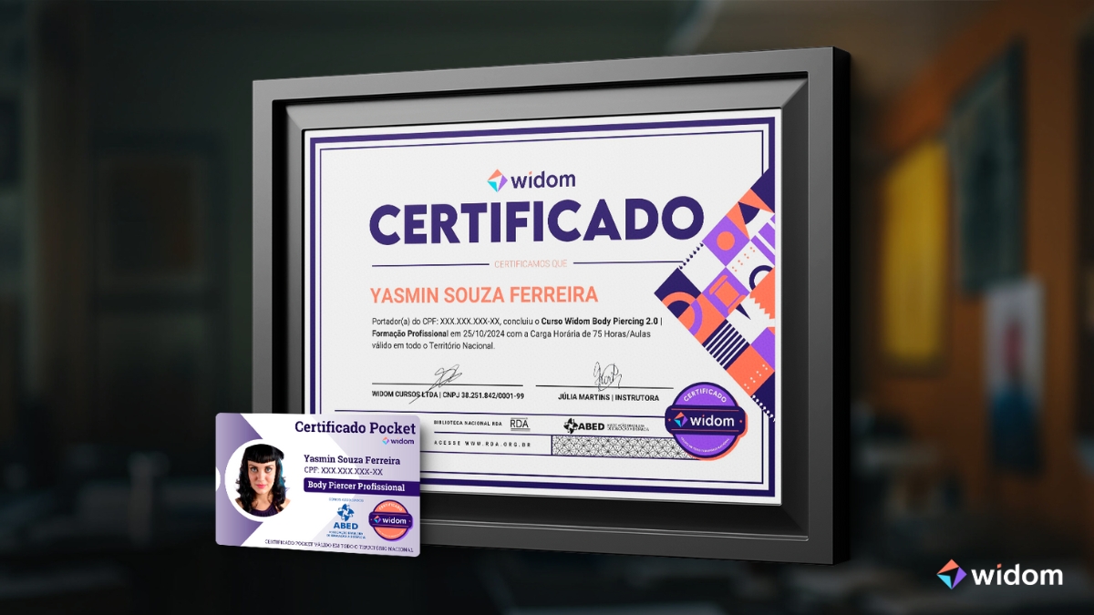 Certificado de Body Piercing | Curso de Body Piercing Profissional da Widom